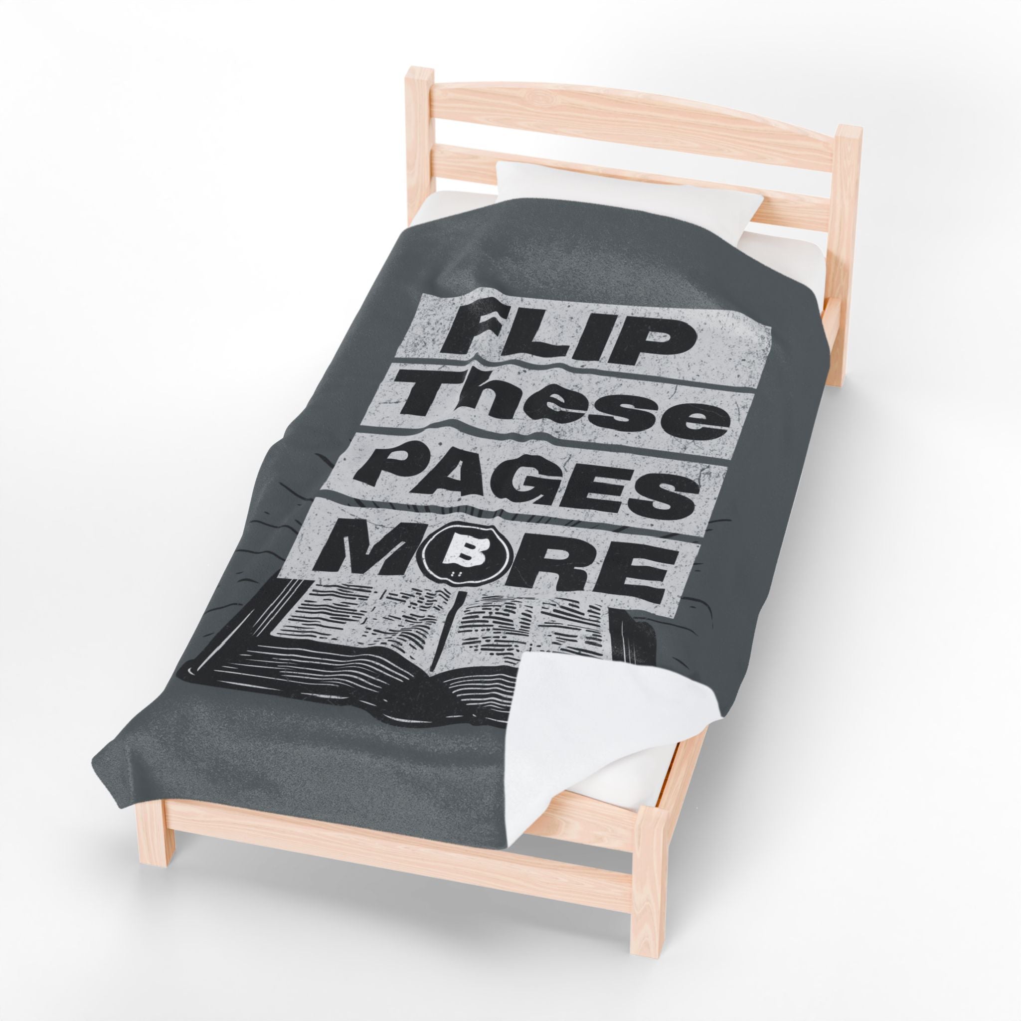 Flip These Pages More' Design- Cozy Velveteen Plush Blanket with