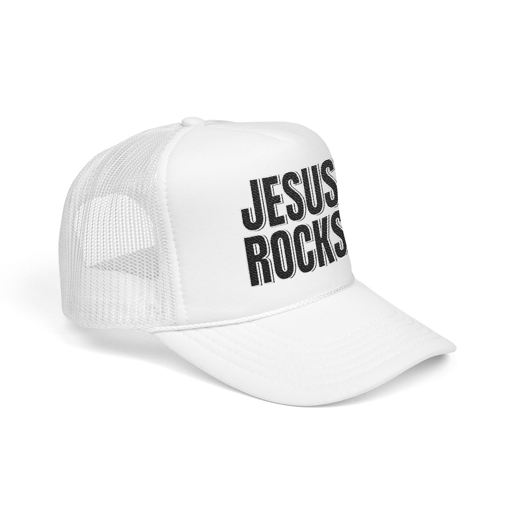 EMBRODERED Foam Trucker Hat - "Jesus Rocks"