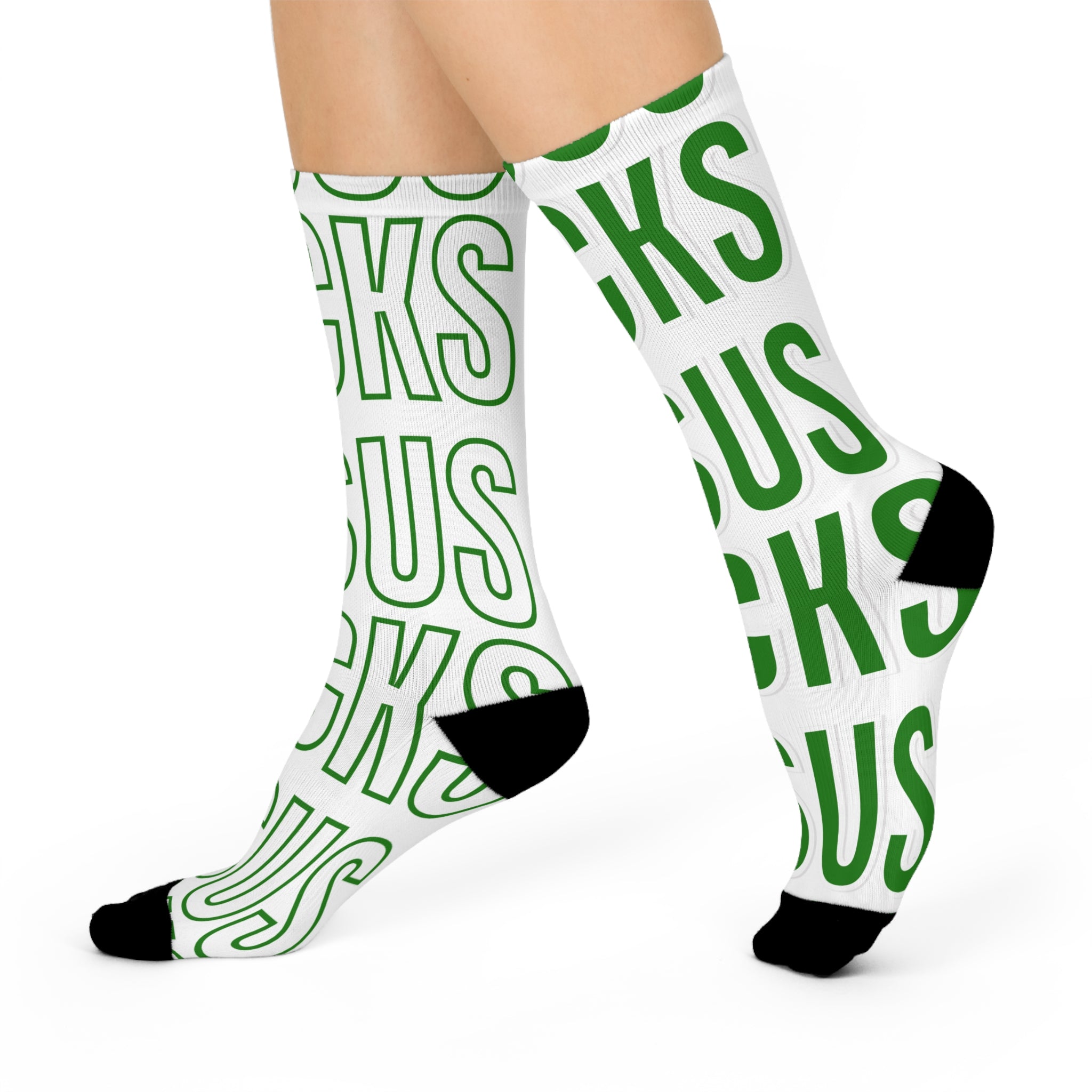 Cushioned Crew Socks - Green Jesus Rocks.