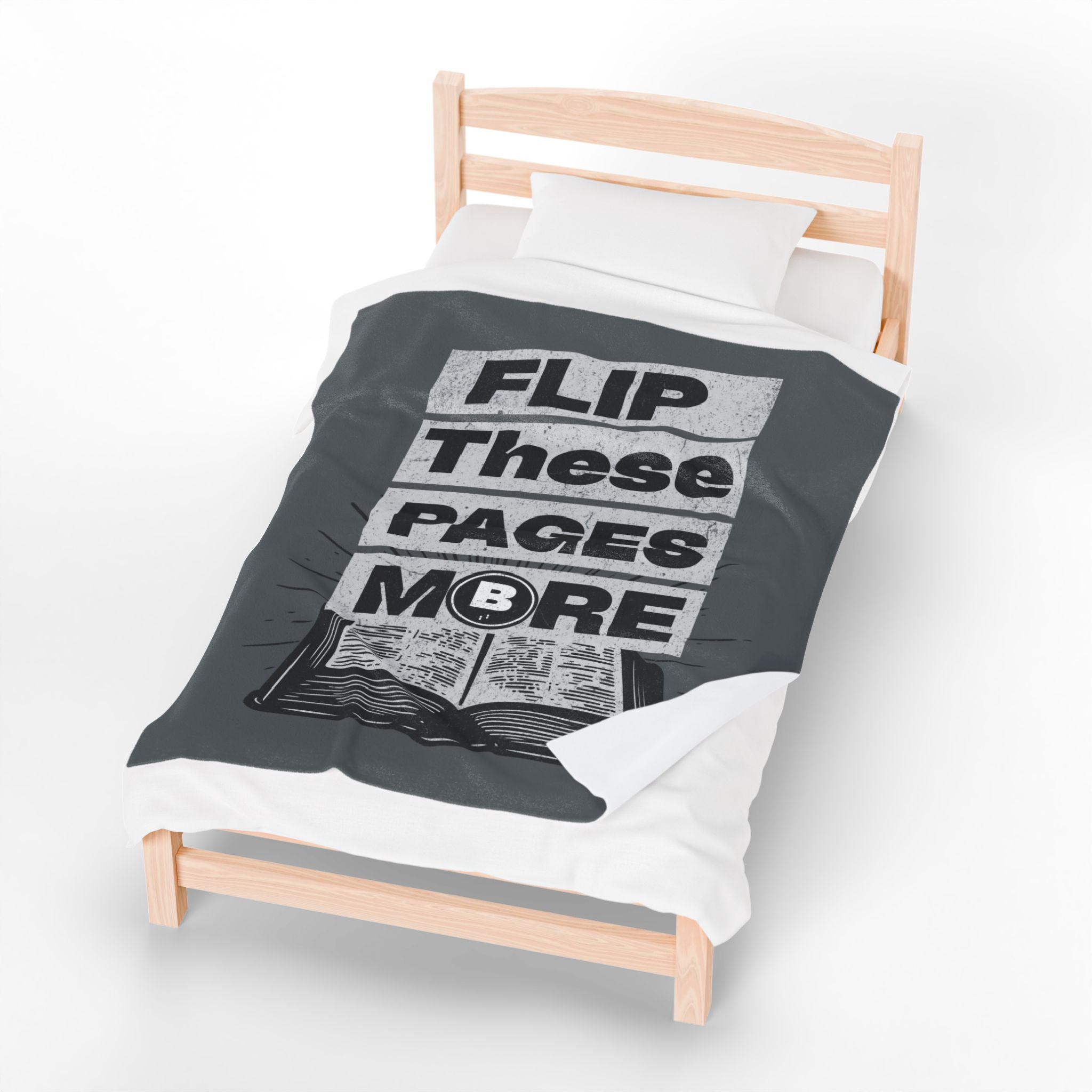 Flip These Pages More' Design- Cozy Velveteen Plush Blanket with