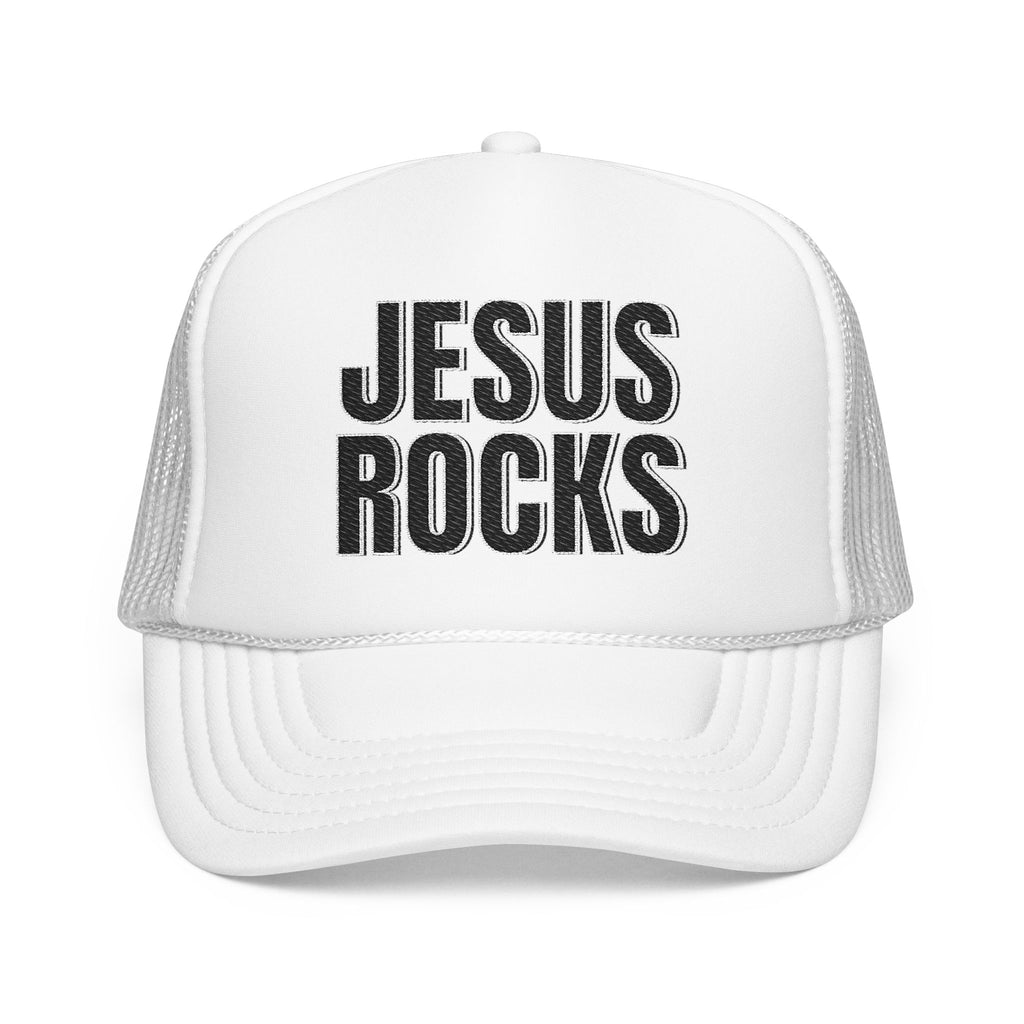 EMBRODERED Foam Trucker Hat - "Jesus Rocks"