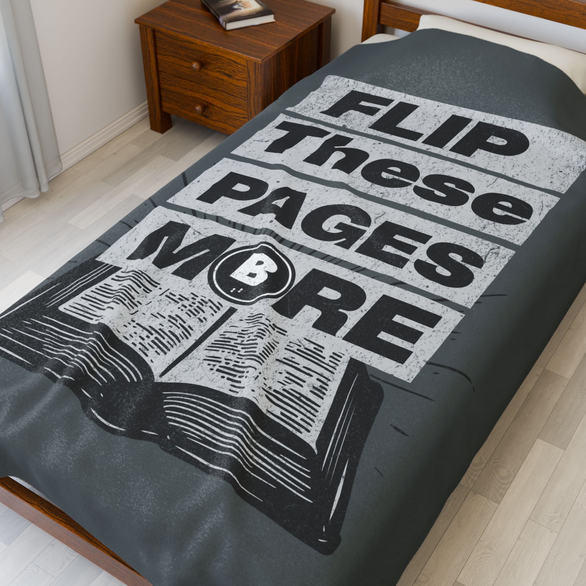 Flip These Pages More' Design- Cozy Velveteen Plush Blanket with