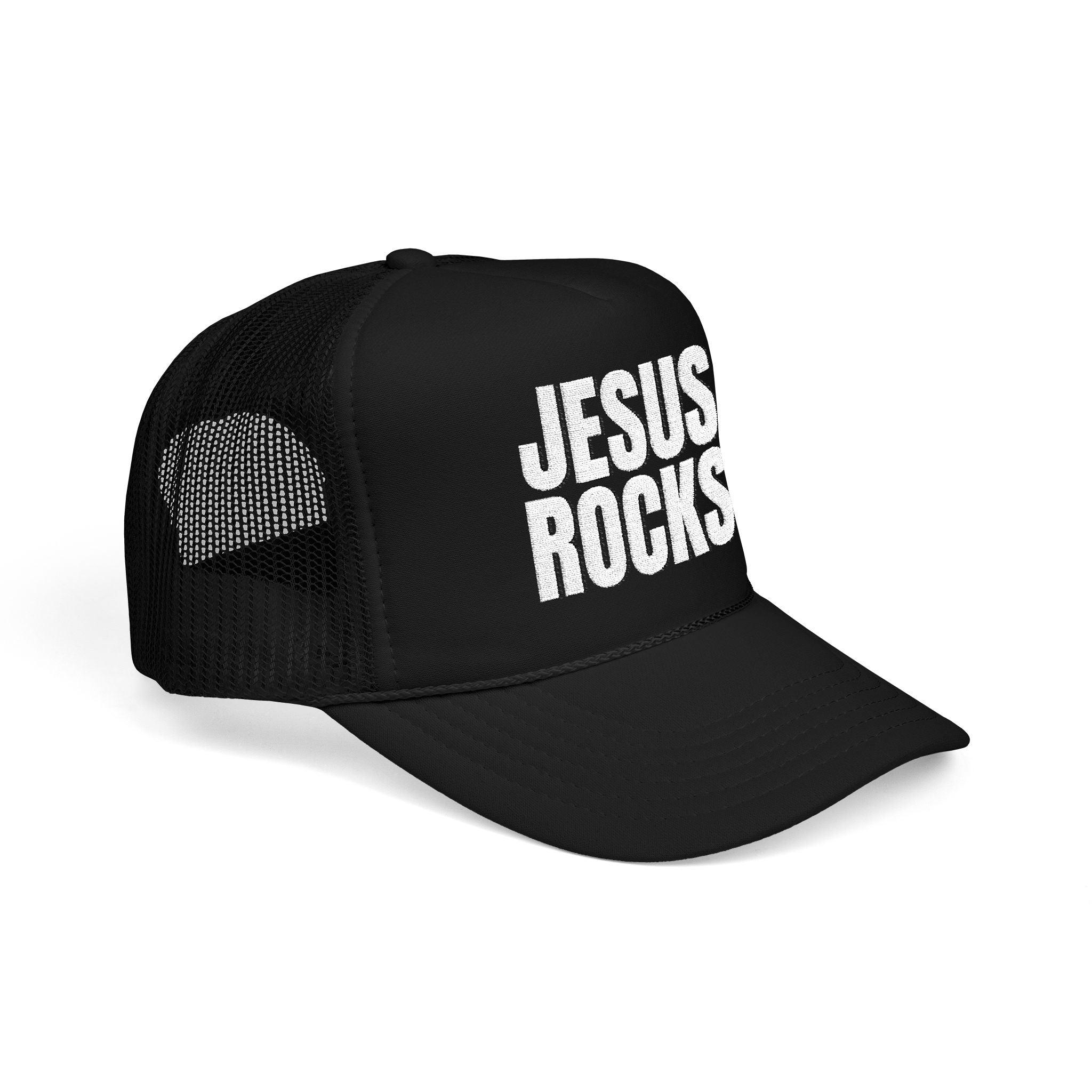 EMBRODERED Foam Trucker Hat - "Jesus Rocks"