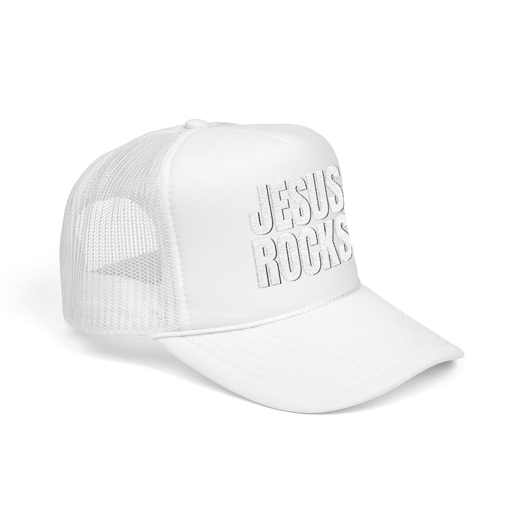 EMBRODERED Foam Trucker Hat - "Jesus Rocks"