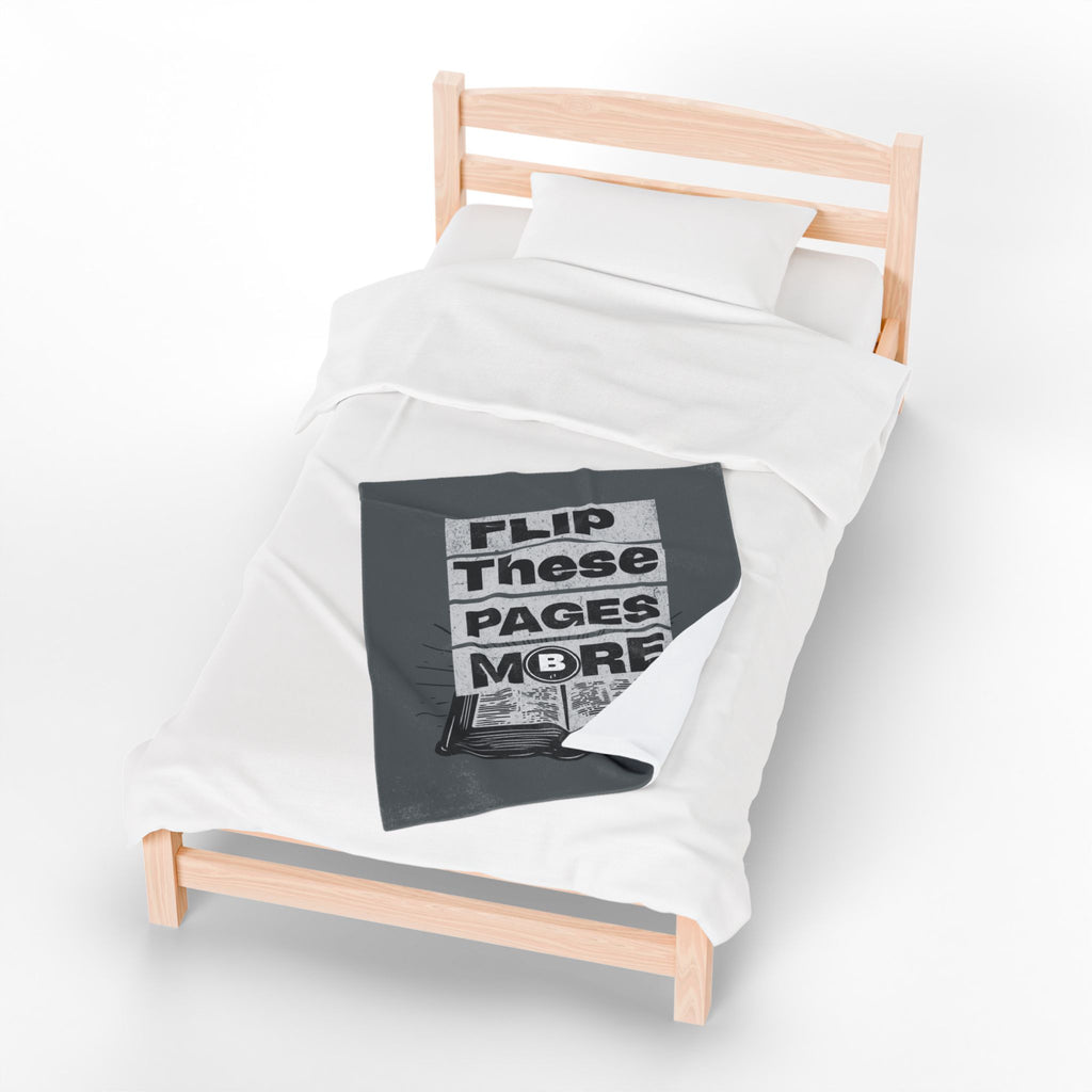 Flip These Pages More' Design- Cozy Velveteen Plush Blanket with