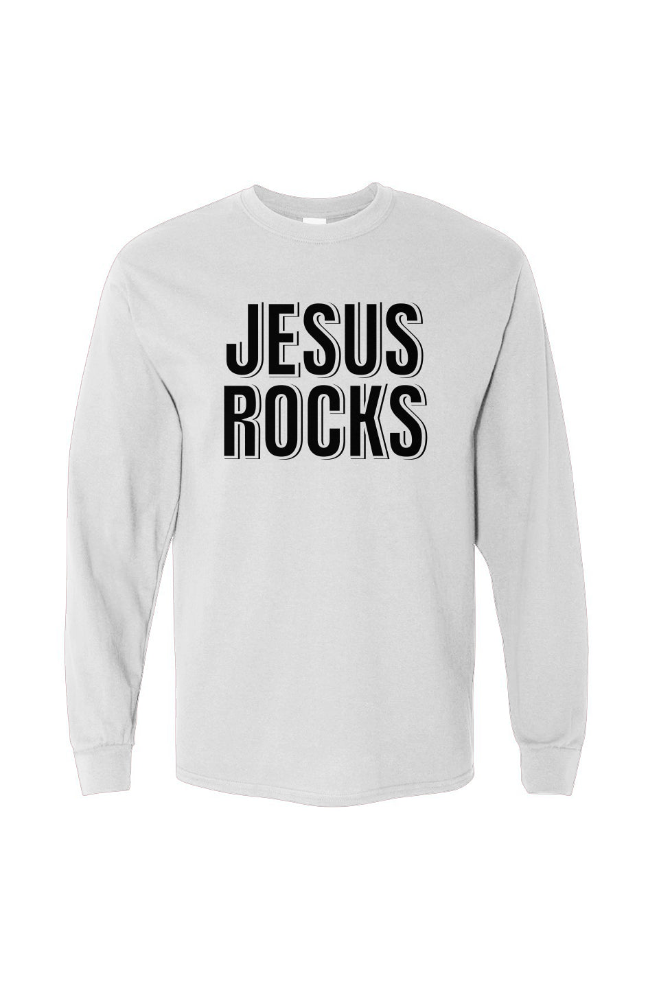 Jesus Rocks- Black or White-  Heavy Cotton Long Sleeve Tee