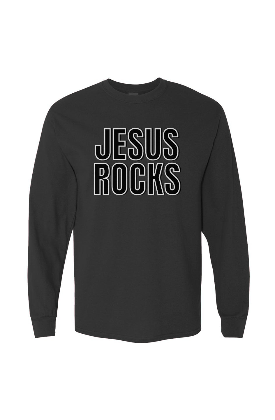 Jesus Rocks- Black or White-  Heavy Cotton Long Sleeve Tee
