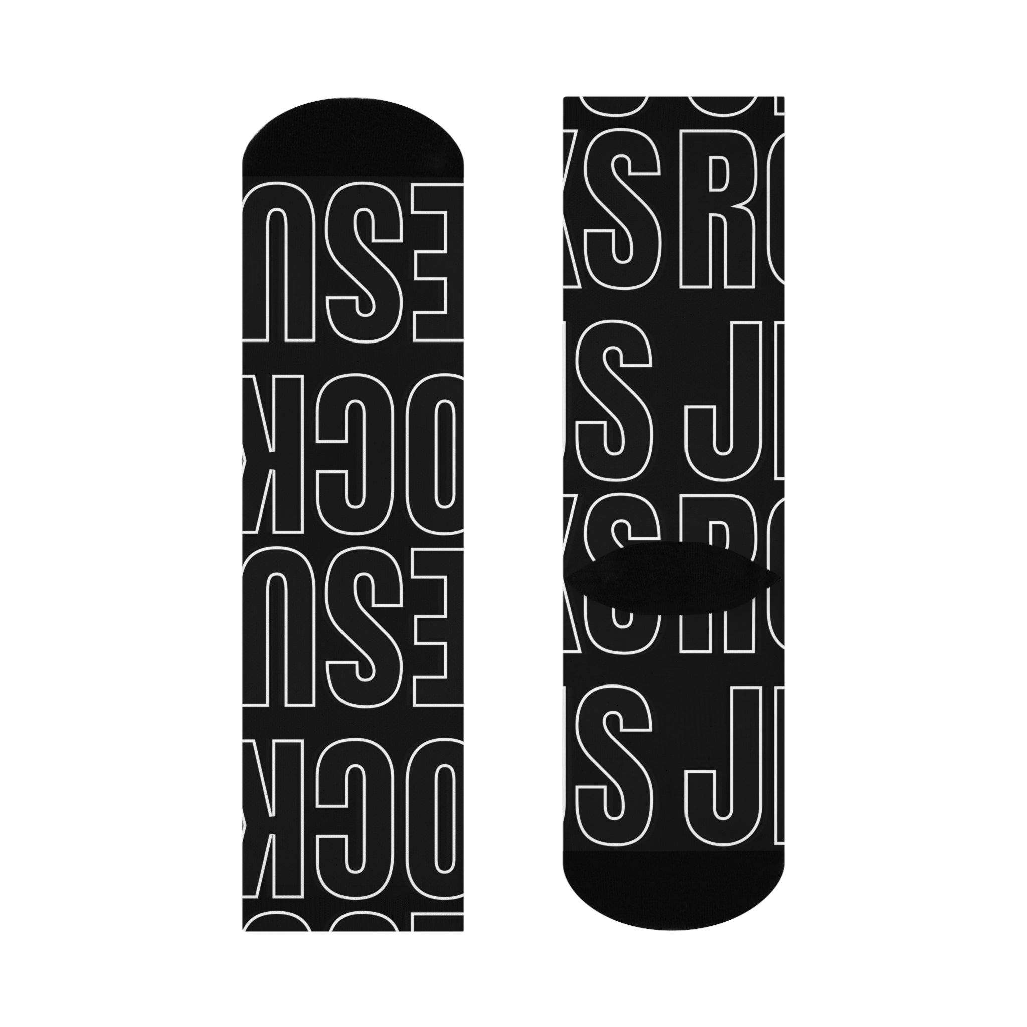 Cushioned Crew Socks - Black and White- Jesus Rocks.