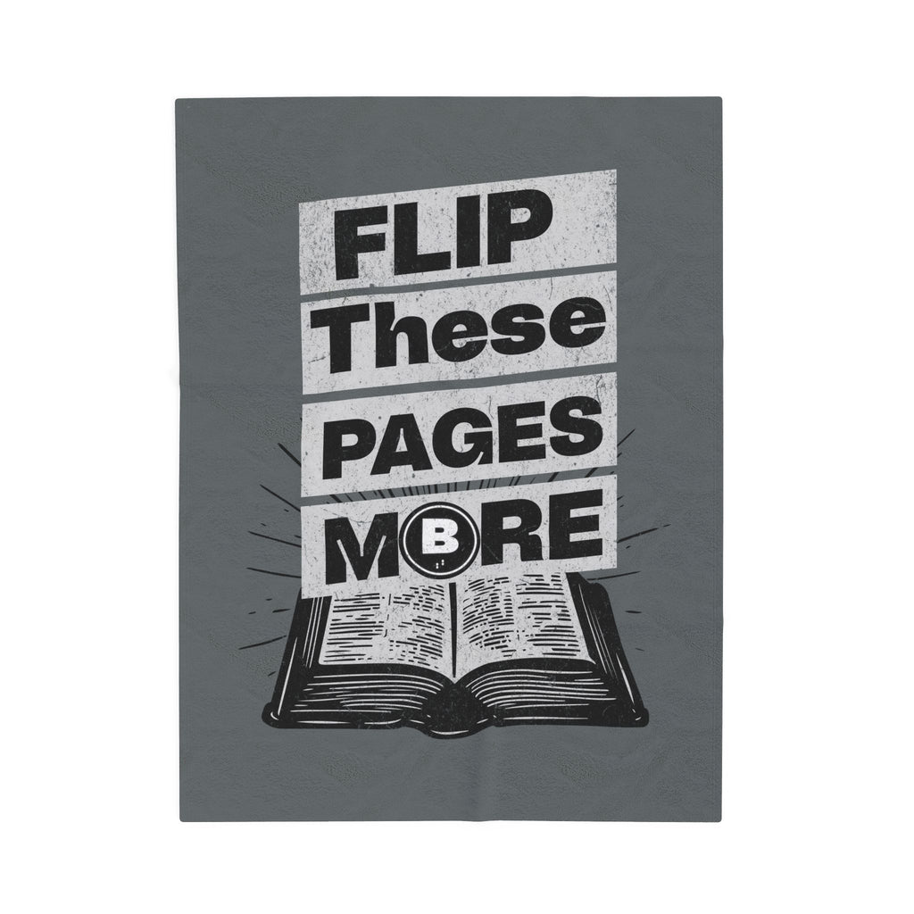 Flip These Pages More' Design- Cozy Velveteen Plush Blanket with
