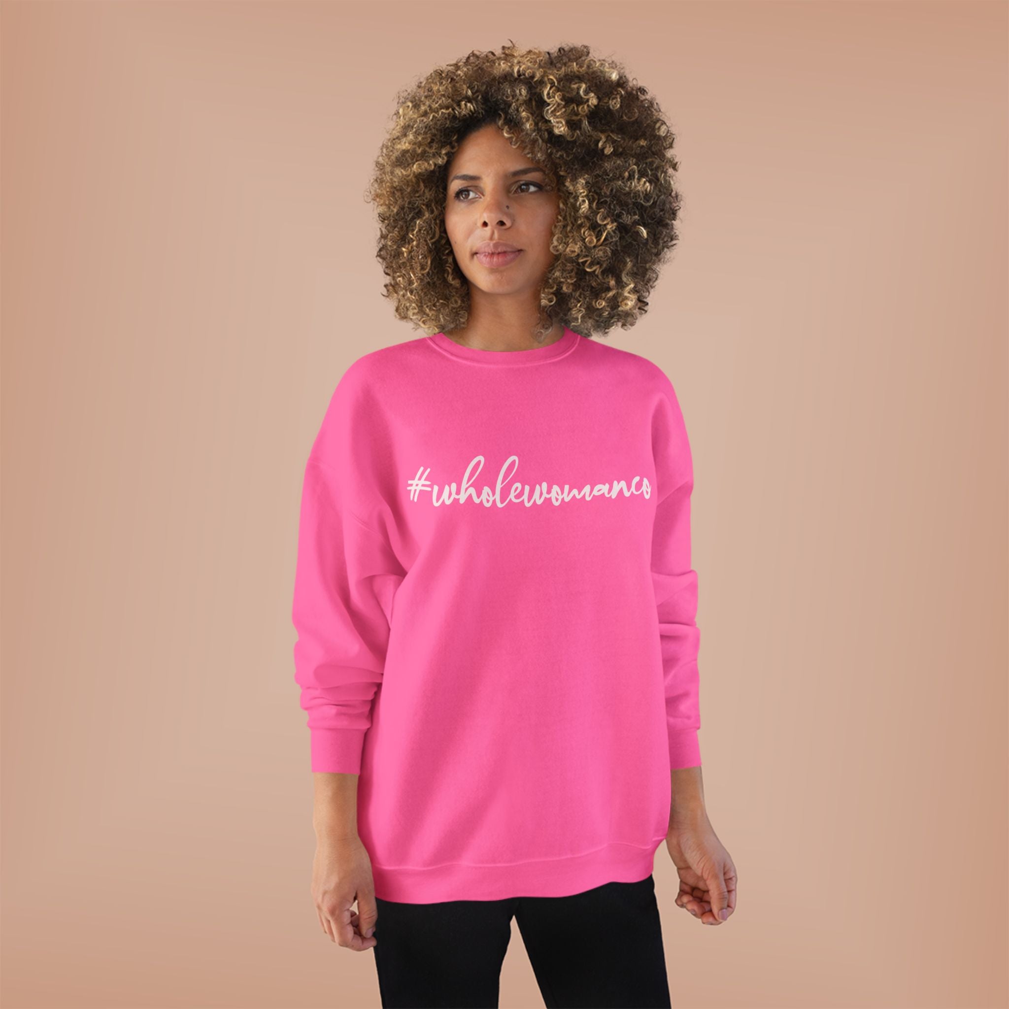 Bright Yellow #WholeWoman Eco-Friendly Crewneck, Unisex Sweatshirt, Sustainable.