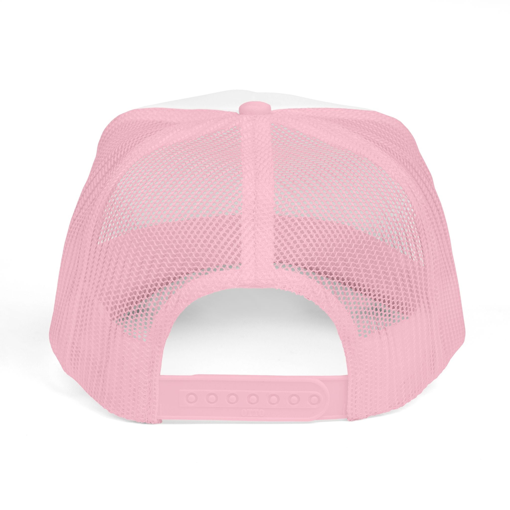 EMBRODERED Foam Trucker Hat - "Light Pink with Yellow logo"